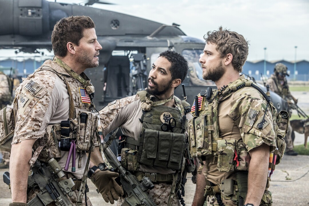 (Skip Bolen/CBS) David Boreanaz, Neil Brown Jr. and Max Thieriot star in “SEAL Team.”
