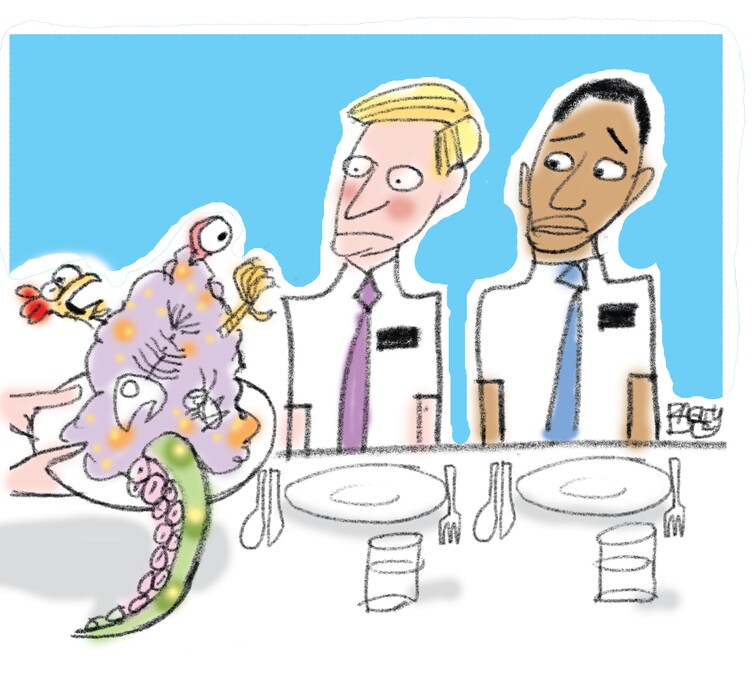 (Pat Bagley | The Salt Lake Tribune) Mormon missionaries often encounter unusual foods while serving their church.