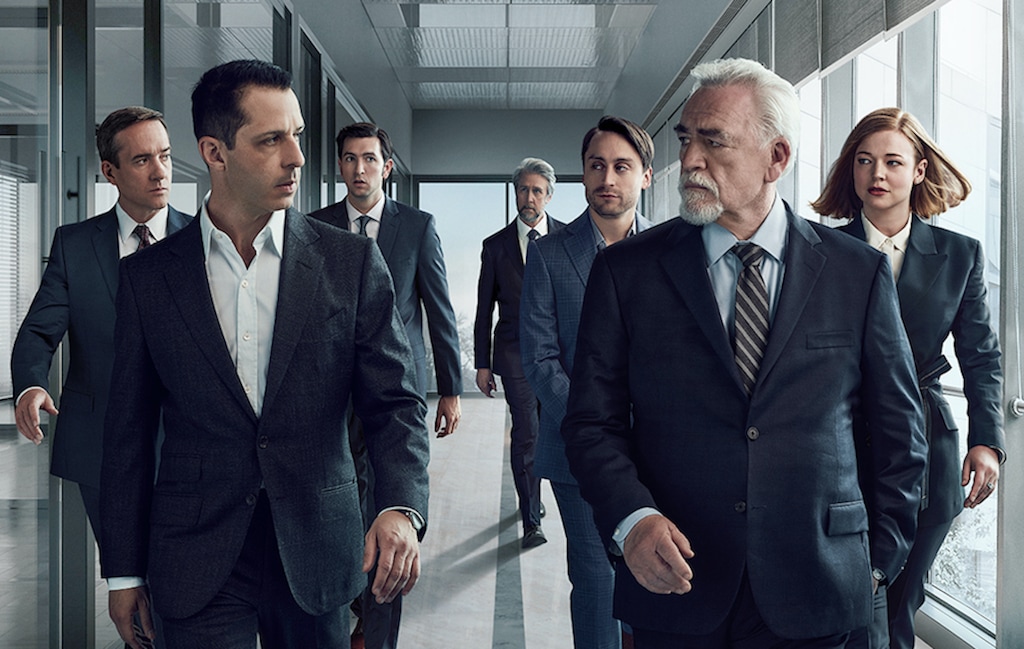 (HBO) Matthew Macfadyen, Jeremy Strong, Nicholas Braun, Alan Ruck, Kieran Culkin, Brian Cox and Sarah Snook star in "Succession."