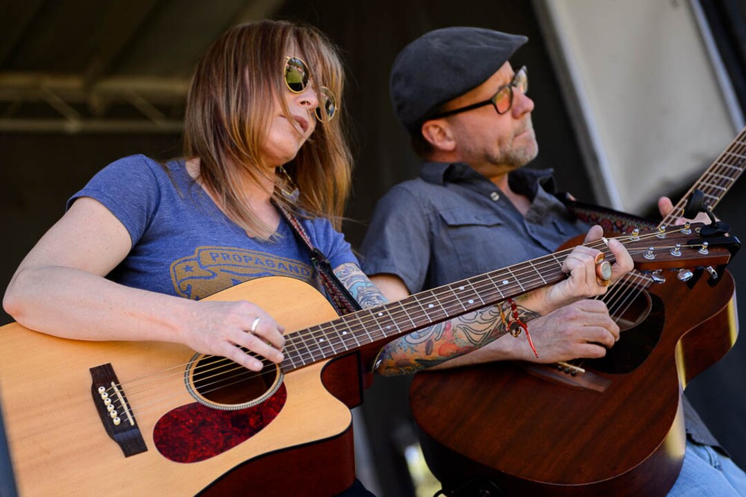(Trent Nelson | The Salt Lake Tribune)Kelly Bellerose and JT Draper perform at the fourth annual Food Truck Face-Off in Salt Lake City's Liberty Park, Saturday June 30, 2018.