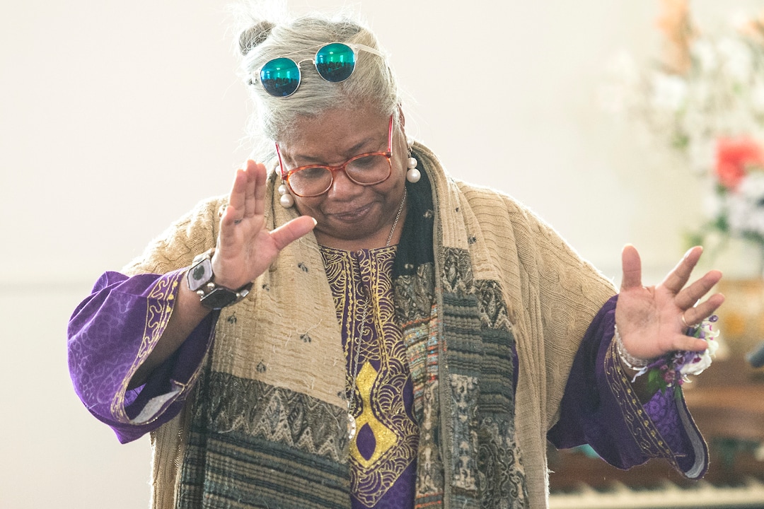 Chris Detrick  |  The Salt Lake Tribune
The Rev. Nurjhan Govan sings during a pastor appreciation service at Trinity African Methodist Episcopal Church, Sunday. April 17, 2016.
