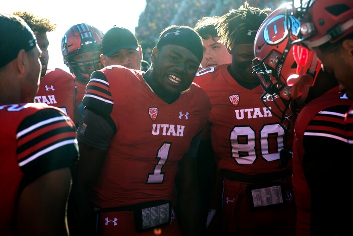 (Chris Detrick  |  The Salt Lake Tribune)  Utah Utes quarterback Tyler Huntley (1) gets frustrated as he talks with teammates during third quarter of the game at Rice-Eccles Stadium Saturday, October 21, 2017.  Arizona State Sun Devils defeated Utah Utes 30-10.