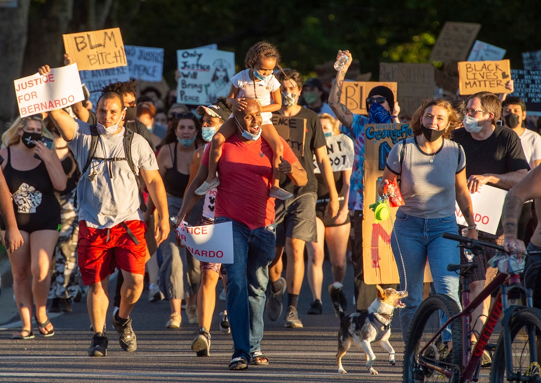 (Rick Egan  |  The Salt Lake Tribune)     Protesters march back to the State Capitol, during a demonstration in Salt Lake City, on Wednesday, June 10, 2020.