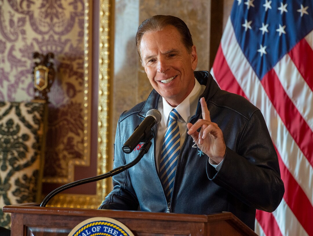 (Rick Egan | The Salt Lake Tribune) Fraser Bullock, president and CEO of Salt Lake City-Utah Committee for the Games, makes a few comments about Utah's next steps towards an Olympic and Paralympic Winter Games during a news conference at the Utah State Capitol, Wednesday, Feb. 12, 2020.