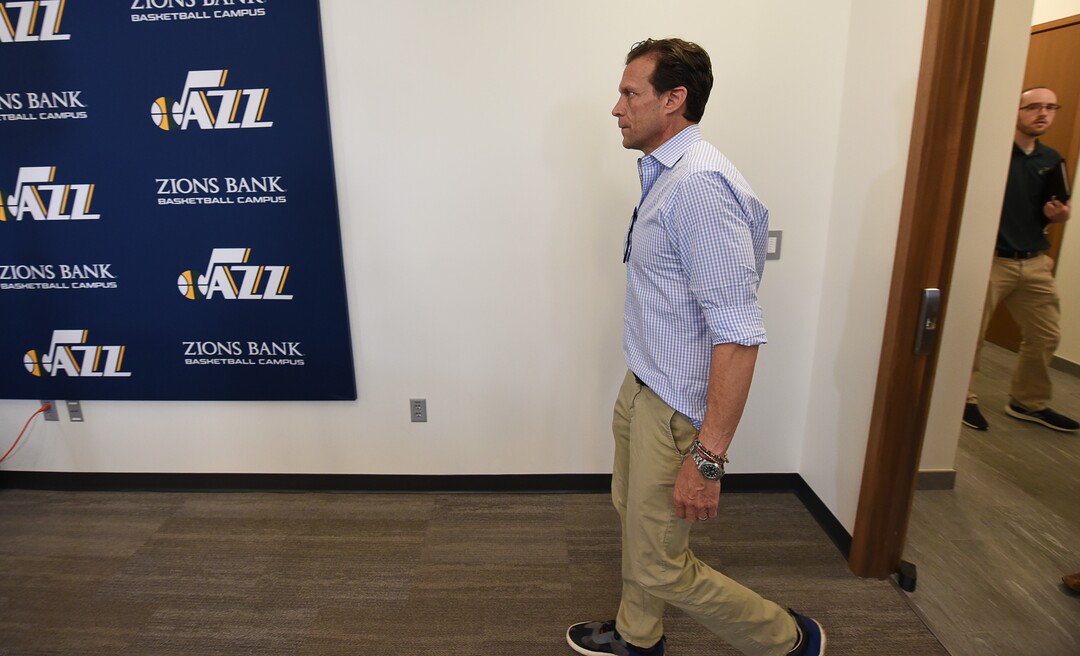 (Francisco Kjolseth  |  The Salt Lake Tribune)  Utah Jazz      coach Quin Snyder gets ready to speak with the media during exit interviews at their practice facility in Salt Lake City Wed., May 8, 2018, after losing to the Houston Rockets in game 5 of their Western Conference Semifinals during the 2018 NBA Playoffs.