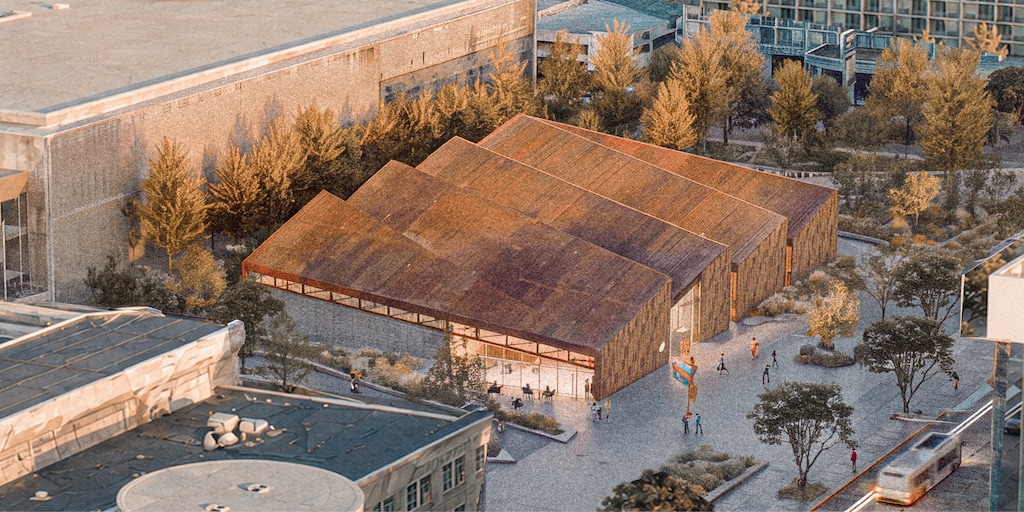 (Salt Lake County, Allied Works Architecture and Utah Museum of Contemporary Art) An early architectural rendering of the future UMOCA facility, designed by Allied Works.