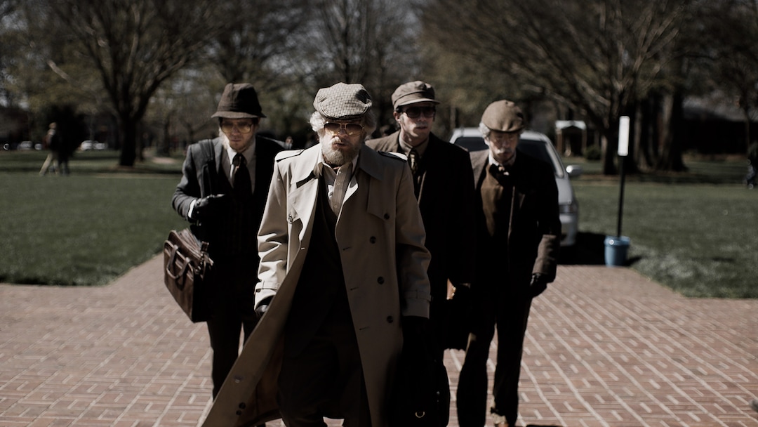 (Courtesy Sundance Institute) Four would-be criminals (from left: Jared Abrahamson, Evan Peters, Blake Jenner and Barry Keoghan) plot a heist in Bart Layton's "American Animals," which will screen in the U.S. Dramatic competition at the 2018 Sundance Film Festival.