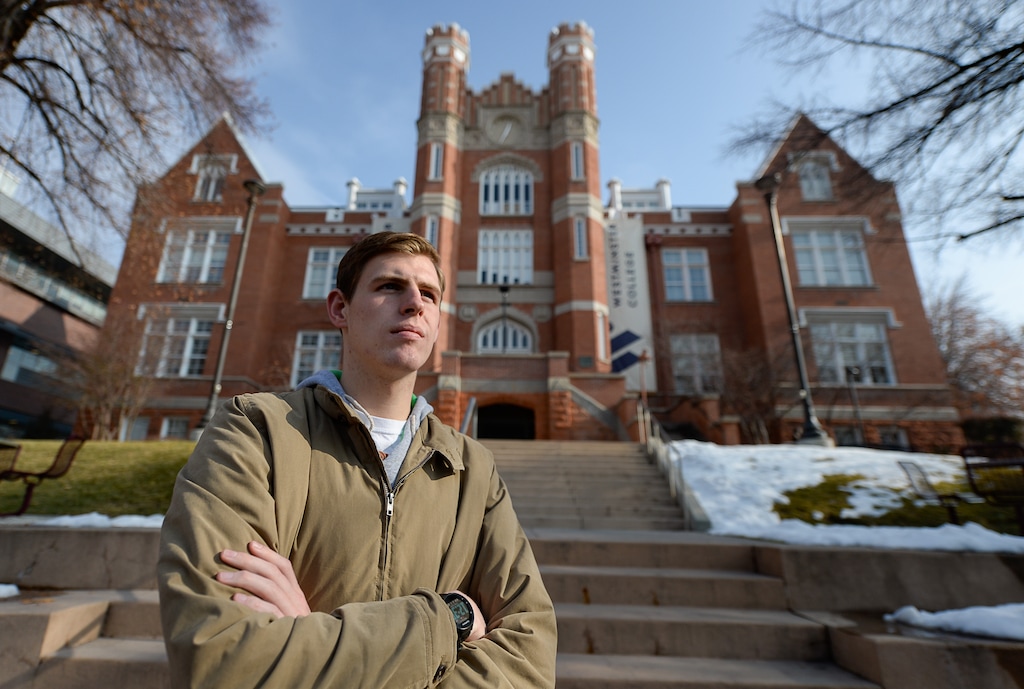 (Francisco Kjolseth  |  The Salt Lake Tribune)  Nate Martin, a freshman at Westminster College in Salt Lake City is worried about a recently announced tuition increase. The hike on tuition and fees came as a surprise to many students who heard it first in rumors and then later in an email from the school’s president. Most tuition increases at Westminster are 2 or 3% bumps and aren’t announced until the spring. This one — the largest in at least a decade there — came early and is 8.5%.