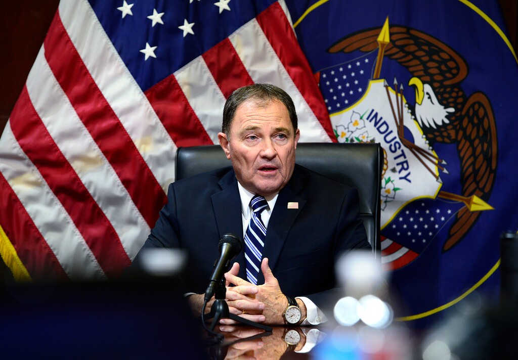 (Scott Sommerdorf   |  The Salt Lake Tribune) Utah Governor Gary Herbert spoke at his afternoon press conference about a wide ranging set of topics from health care to medical marijuana, and the current state of the legislature, Wednesday, February 17, 2016.