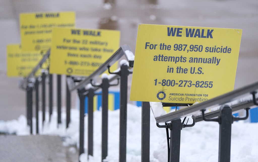 (Francisco Kjolseth  |  The Salt Lake Tribune)  Following the first initial report by the suicide task force highlighting crisis response, reducing risk factors and protective measures, banners were placed on the front steps of the Utah Capitol where 25 doves were released representing the 25 attempts for every suicide death. 