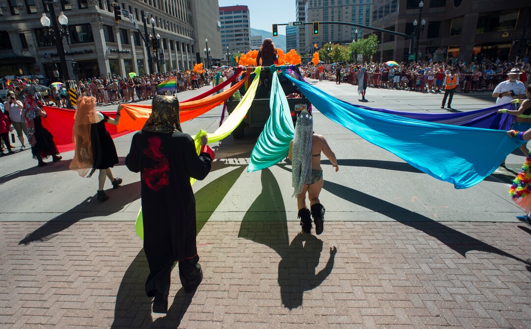 (Rick Egan  |  The Salt Lake Tribune)    The Utah Pride Parade heads east on 200 South, in Salt Lake City, Sunday, June 3, 2018.