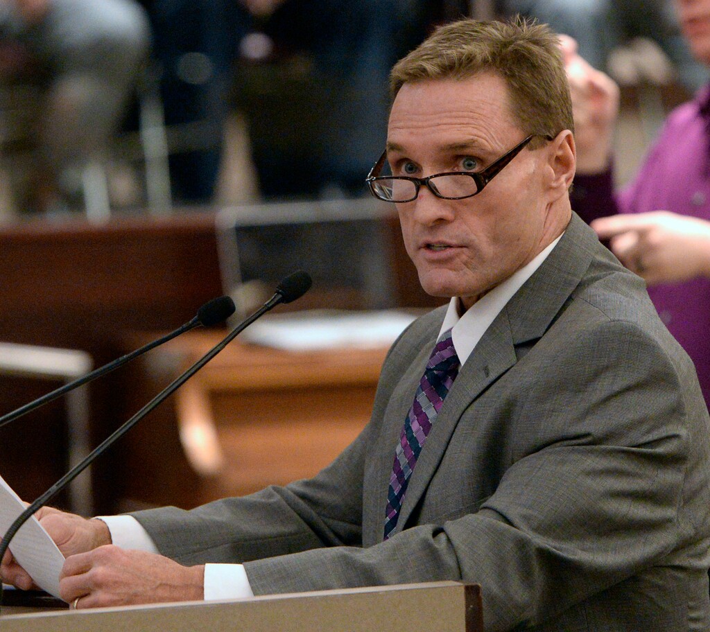 (Al Hartmann  |  Tribune file photo)
Salt Lake County Council Chairman Steven DeBry speaks to a gathering in the Salt Lake County Council chambers.