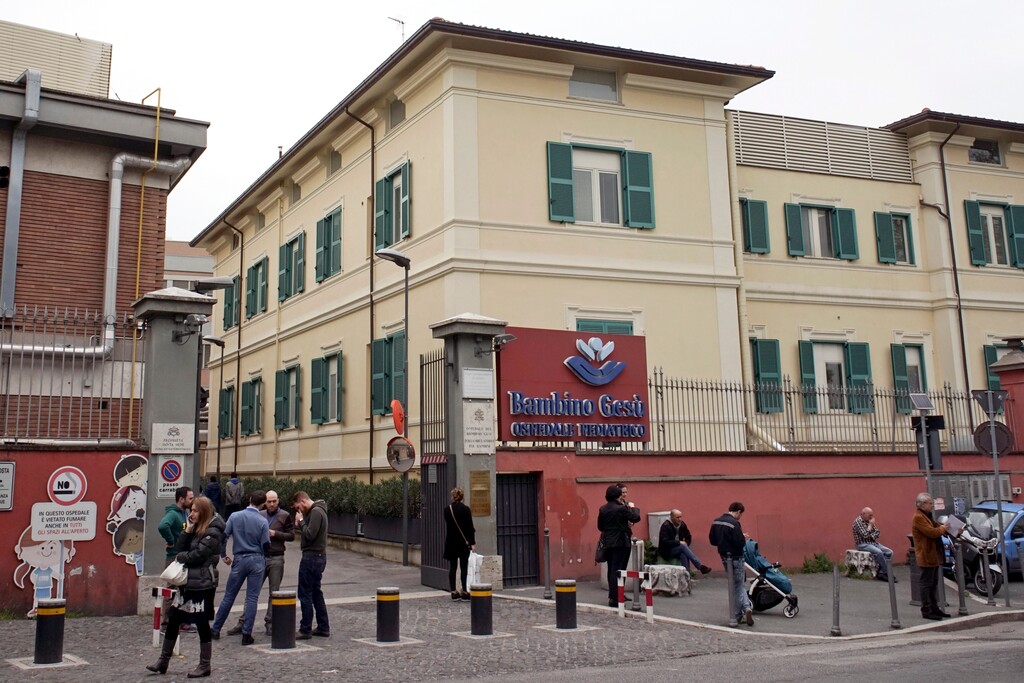 (AP Photo/Andrew Medichini) - This April 1, 2016, file photo shows a view of the Bambino Gesu' pediatric hospital in Rome. The Vatican trial over $500,000 in donations to the pope's pediatric hospital that were diverted to renovate a cardinal's penthouse is reaching its conclusion, with neither the cardinal who benefited nor the contractor who was apparently paid twice for the work facing trial. Instead, the former president of the Bambino Gesu children's hospital and his ex-treasurer are accused of misappropriating 422,000 euros from the hospital's fundraising foundation to overhaul the retirement home of Cardinal Tarcisio Bertone, the Vatican secretary of state under Pope Benedict XVI.