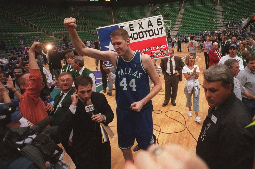 (Rick Egan | The Salt Lake Tribune) Shawn Bradley leaves the Delta Center after defeating the Jazz in the first round of the NBA Playoffs in 2001.