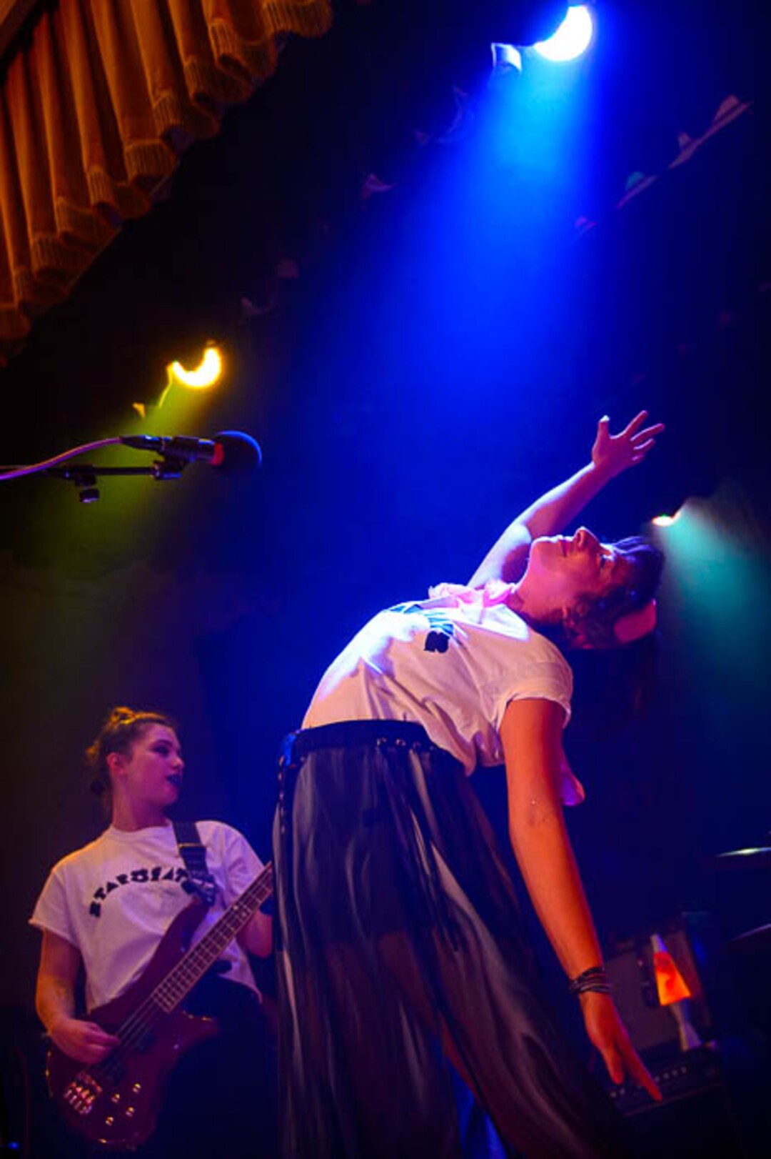 (Trent Nelson | The Salt Lake Tribune)  Emily Means and Olivia Juarez of the Starbrats perform at Rock Camp for Womyn's showcase on Feb. 4.