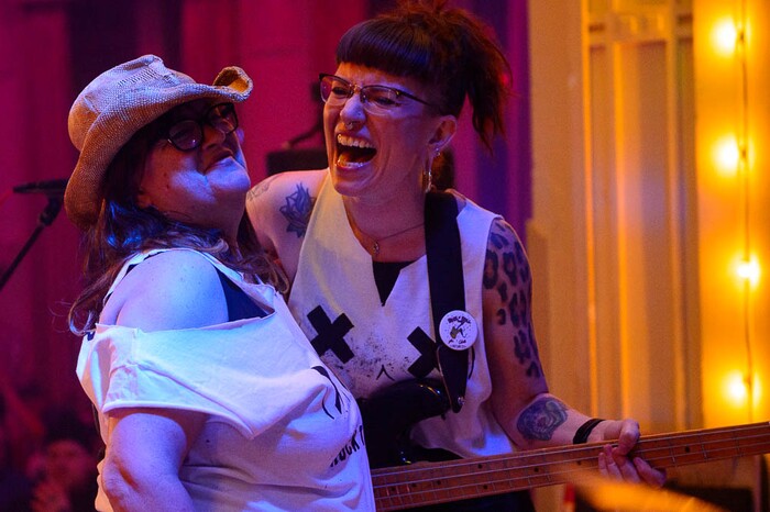 (Trent Nelson | The Salt Lake Tribune) Rhonny Kane and Leslie Bauman of Rock Tit perform at ock Camp for Womyn's showcase on Feb. 4, part of a new program by the same group that does Rock and Roll Camp for Girls in Salt Lake City.