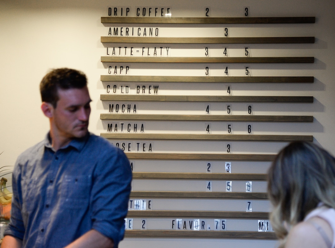 (Francisco Kjolseth  |  The Salt Lake Tribune)  Cupla Coffee opened about a year ago in the basement of the Axis Business Building across from the Salt Palace Convention Center. It's owned and operated by twin sisters Abby Purdie &  Beth Heath. They roast the coffee beans (at a separate location) and make all the baked items, catering to people with gluten-free, vegan, keto diets.