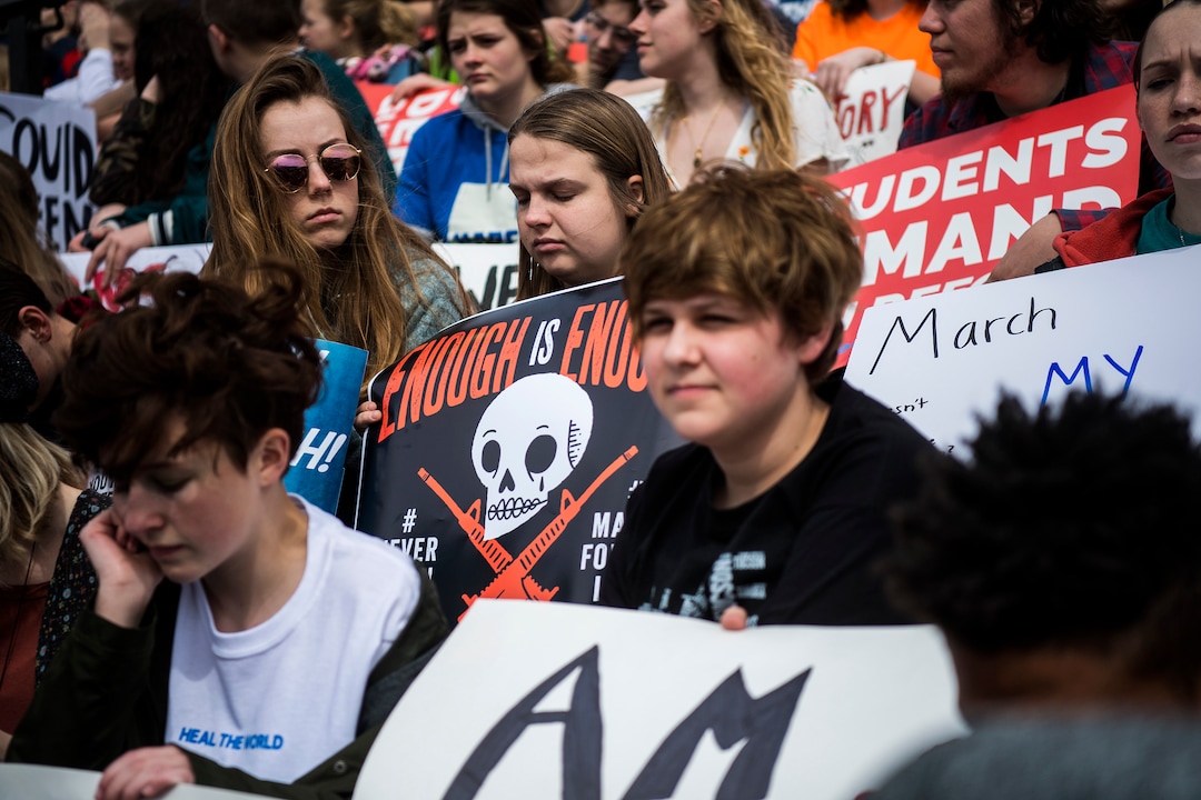 (Chris Detrick  |  The Salt Lake Tribune)  Participants listen during the March for Our Lives SLC rally at the state Capitol Saturday, March 24, 2018. The student-led March for Our Lives SLC got underway about 11:30 a.m. with what police estimated were 8,000 participants walking from Salt Lake City’s West High School to the front steps of the state Capitol.