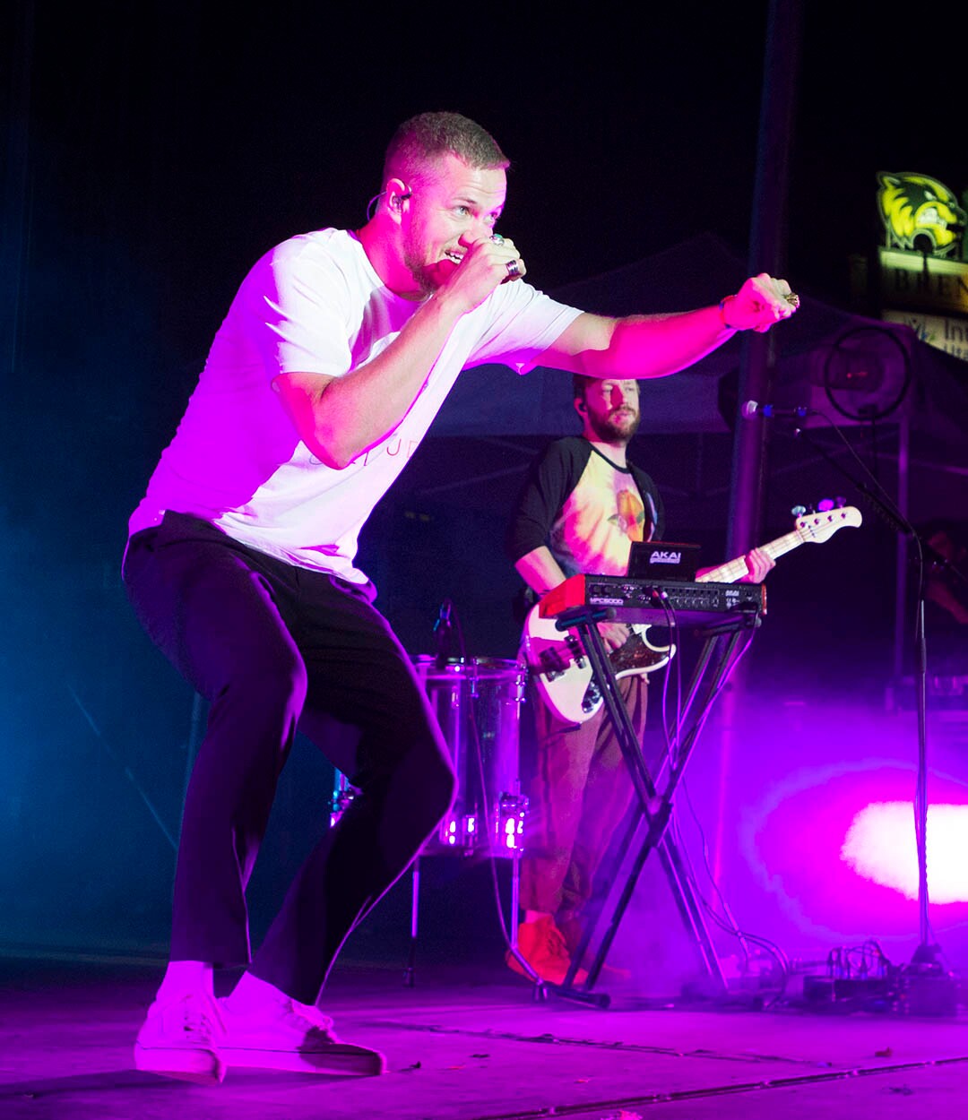 (Rick Egan  |  The Salt Lake Tribune) Dan Reynolds sings for Imagine Dragons at the LoveLoud Festival at Brent Brown Ballpark at UVU campus, Saturday, August 26, 2017.