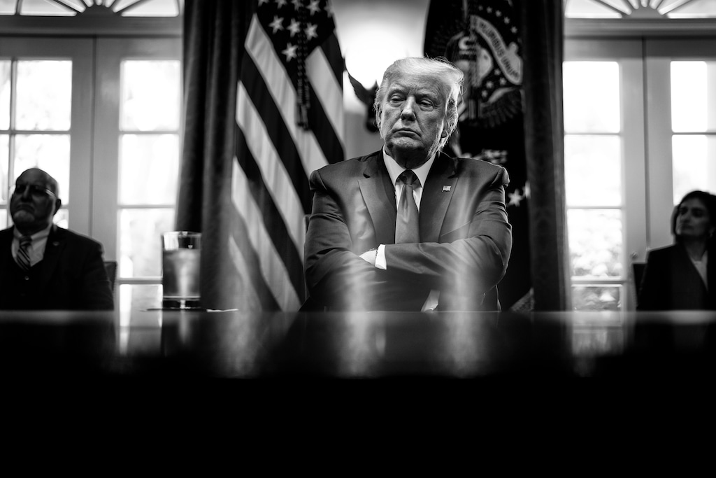 (Doug Mills | The New York Times)  President Trump in the Cabinet Room of the White House on Wednesday, March 18, 2020.