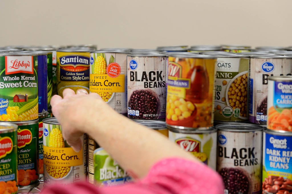 (Trent Nelson | The Salt Lake Tribune) Shannon Callahan selects food at the Salt Lake VA's new food pantry, Thursday June 22, 2017. Research shows one-quarter of vets who get care through VA report food insecurity in the past month. That's a higher rate than general population.