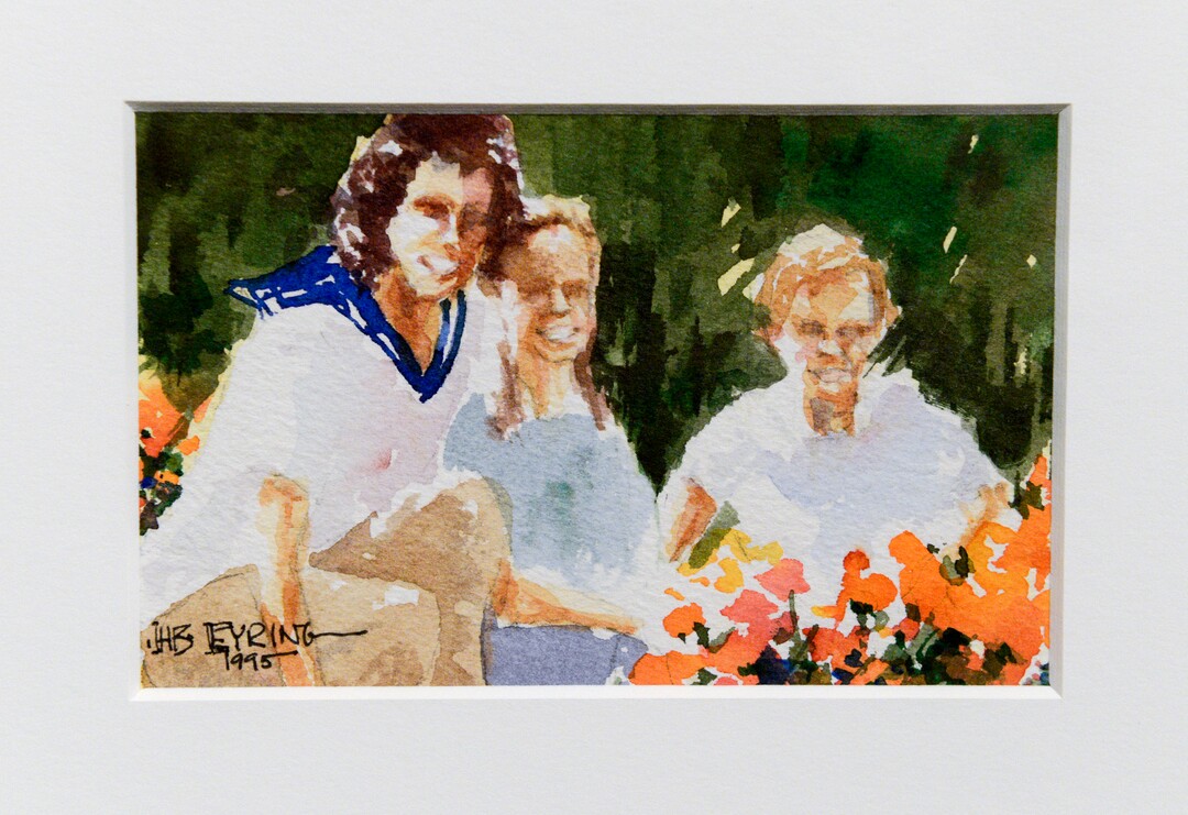 Leah Hogsten  |  The Salt Lake Tribune   "Kathleen, Elizabeth, and John, 1995." Henry Eyring's extensive watercolor collection, on display now through January 21, 2019 at the Church History Museum. The collection, titled: ÒA Visual Journal: The Artwork of Henry B. Eyring,Ó reveals Eyring's memories with family, friends and trips. Eyring is second counselor in the First Presidency of The Church of Jesus Christ of Latter-day Saints.  
