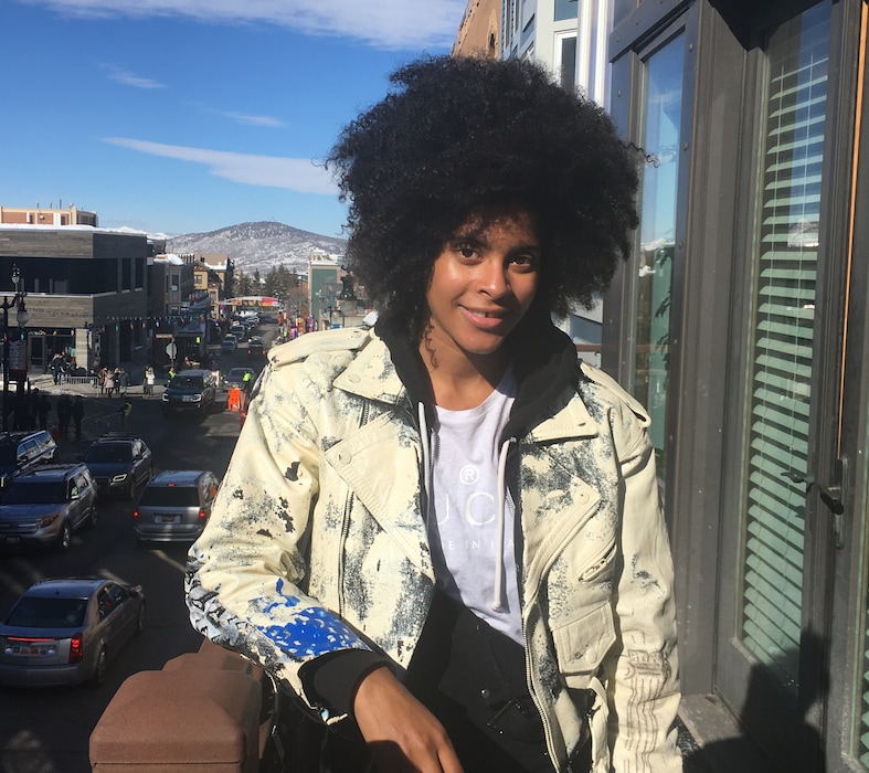 (Sean P. Means  |  The Salt Lake Tribune) Actor and pro snowboarder Gabrielle Maiden, who stars in the independent TV drama "It's Not About Jimmy Keene," poses on Park City's Main Street, while promoting the show's inclusion in the Indie Episodic program of the 2019 Sundance Film Festival.