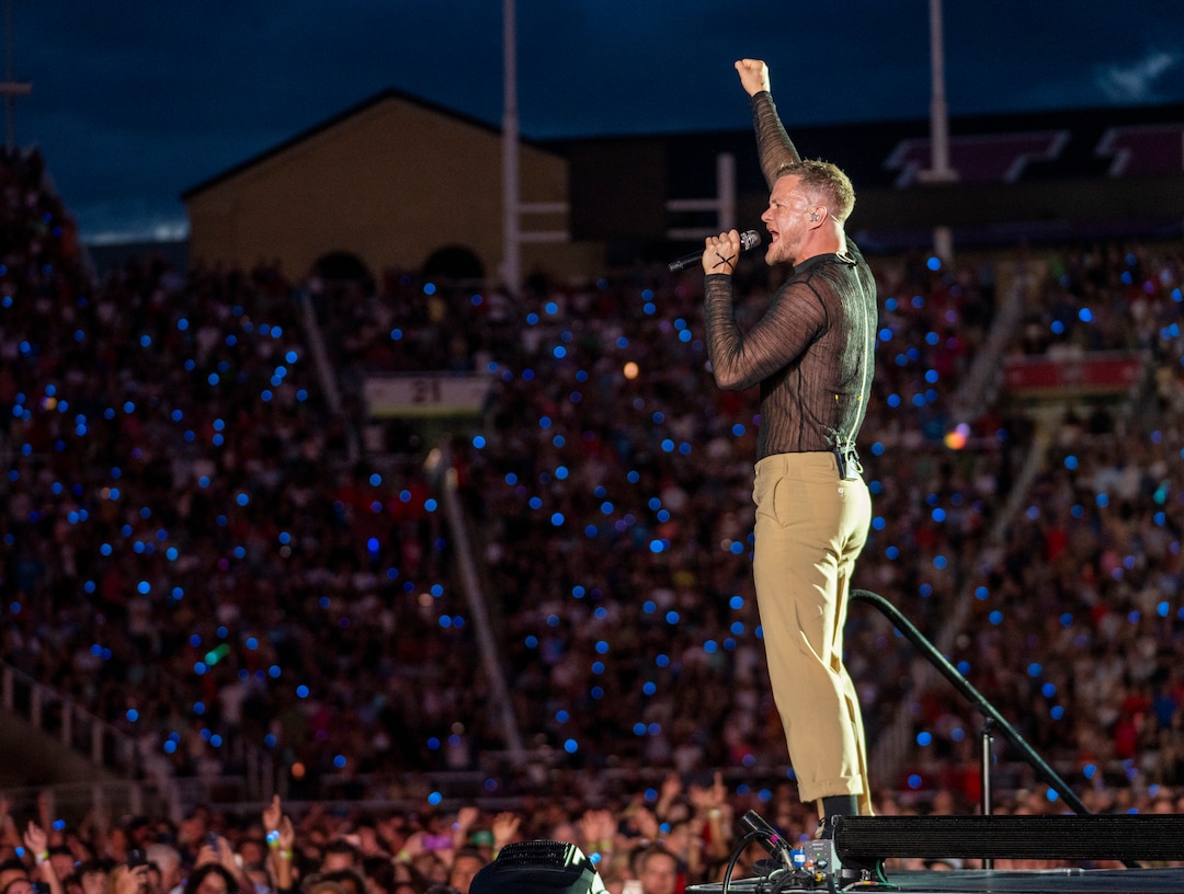 (Rick Egan | The Salt Lake Tribune) Dan Reynolds sings for Imagine Dragons, at Rice-Eccles Stadium, on Friday, Aug. 5, 2022.