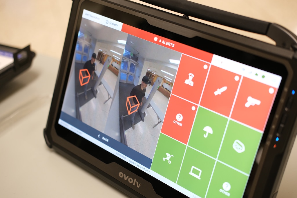 (Michael Lee | Salt Lake Tribune) A screen demonstrating what it looks like once an object that could potentially be a weapon is detected on a student.