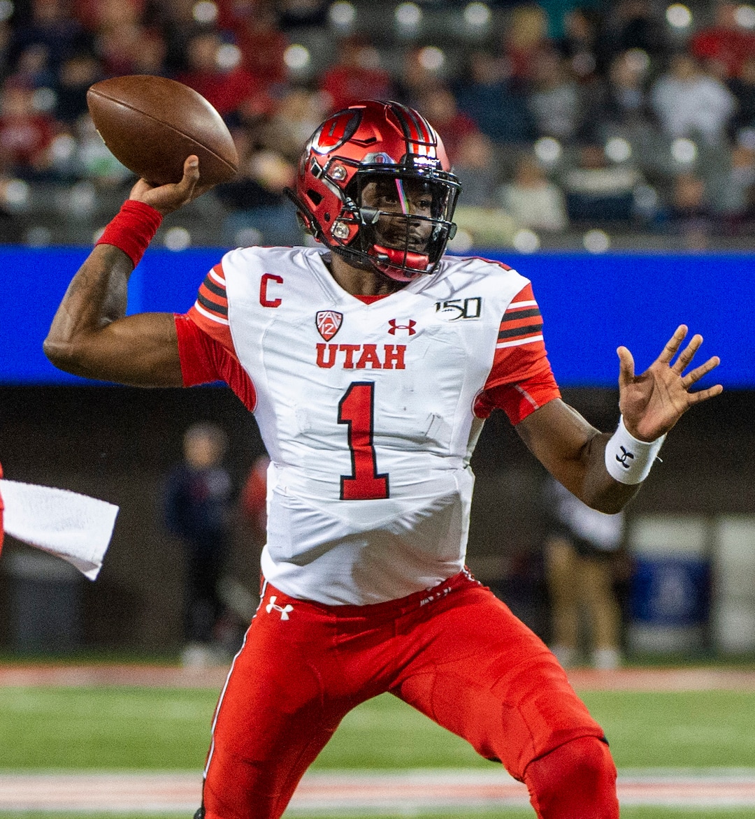 (Rick Egan  |  The Salt Lake Tribune)      Utah Utes quarterback Tyler Huntley (1) throws the ball, in PAC-12 action between the Utah Utes and the Arizona Wildcats in Tucson, Saturday, Nov. 23, 2019.