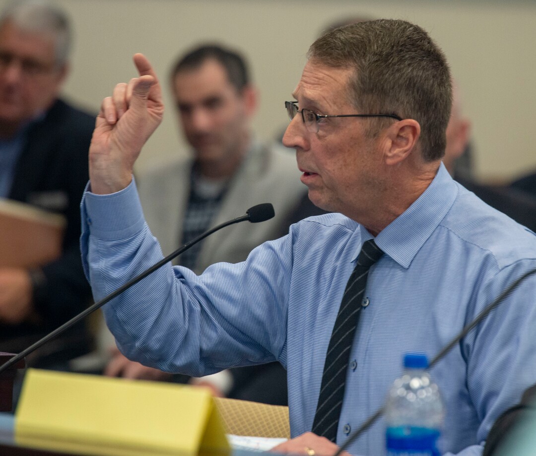 (Rick Egan  |  The Salt Lake Tribune)      Jim Ferrin speaks out against the sweeping tax overhaul bill during it's first public hearing in a committee meeting, Friday, March 1, 2019.