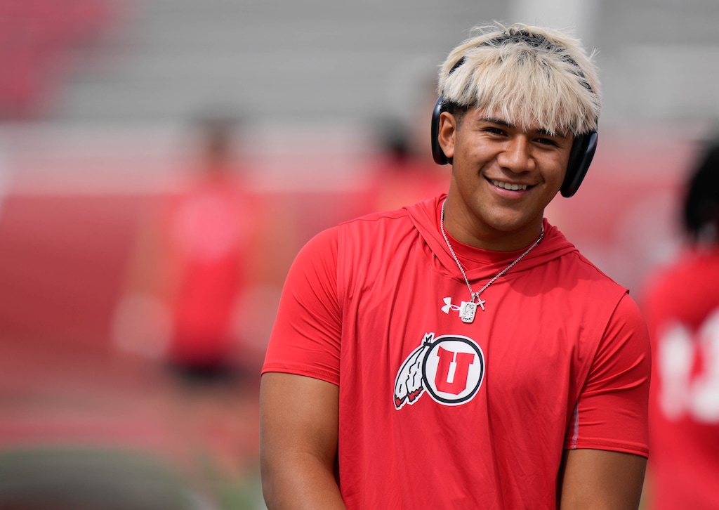 (Francisco Kjolseth | The Salt Lake Tribune) Utah Utes linebacker Cyrus Polu (35) warms up with the team as Utah gets ready to host Cal Poly, NCAA football in Salt Lake City on Saturday, Sept. 6, 2025.