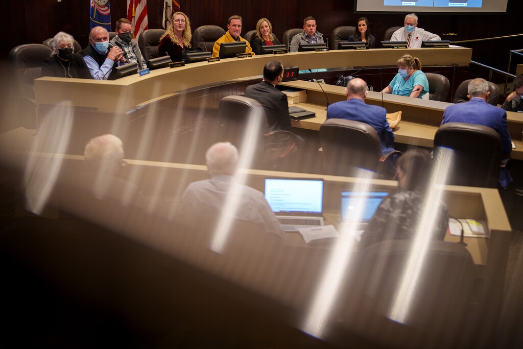(Trent Nelson  |  The Salt Lake Tribune) 
A Salt Lake County Council meeting in Salt Lake City on Tuesday, Dec. 7, 2021.