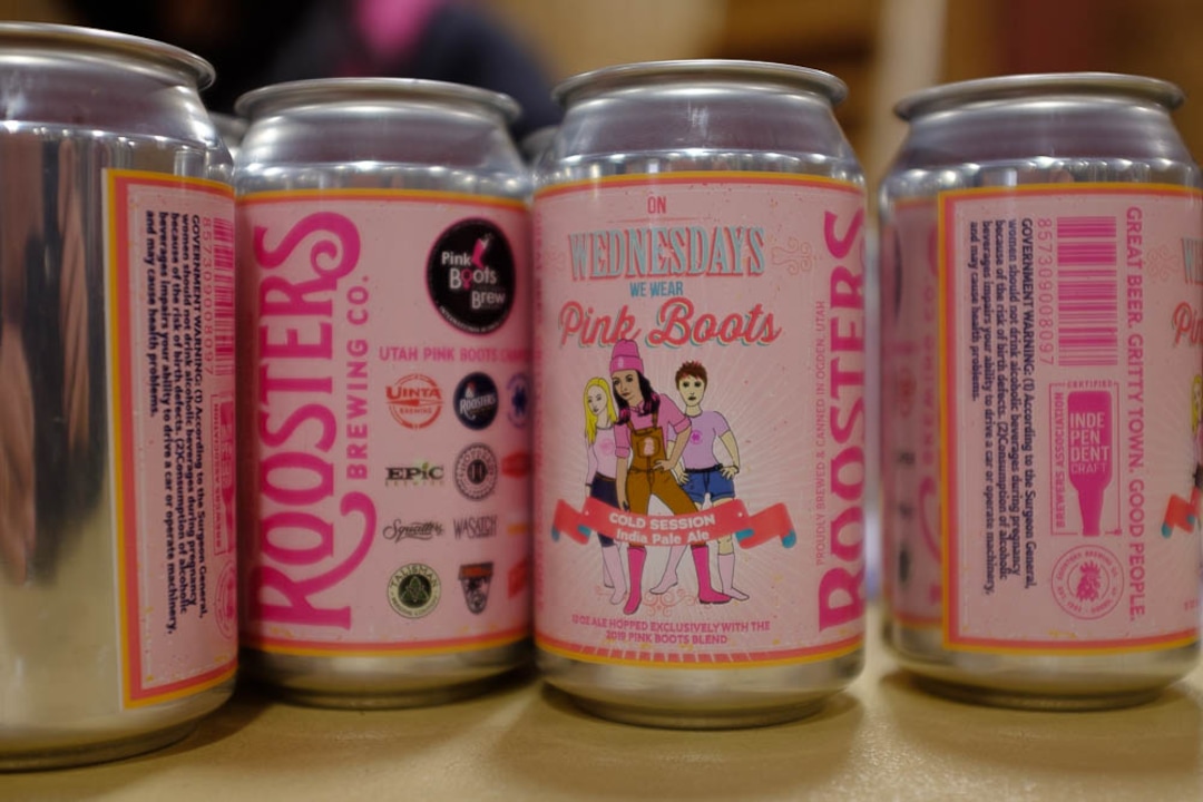 (Trent Nelson | The Salt Lake Tribune)  
Top female brewers from across the state gathered at Roosters Brewing Co in Ogden on Friday March 8, 2019 — International Women's Day — to brew “On Wednesdays We Wear Pink Boots" Cold IPA.