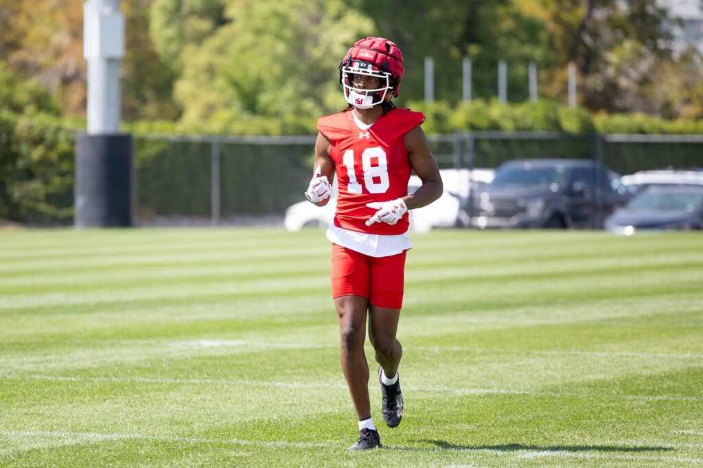 (Utah Athletics) Utes wide receiver Tobias Merriweather practices on the University of Utah campus during fall football camp on July 29, 2025.