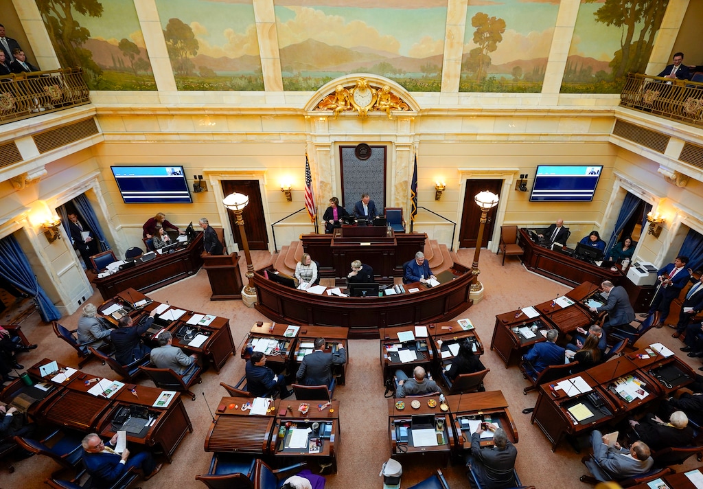 (Chris Samuels | The Salt Lake Tribune) The Senate opens business at the 2024 legislative session at the Capitol, Tuesday, Jan. 16, 2024.