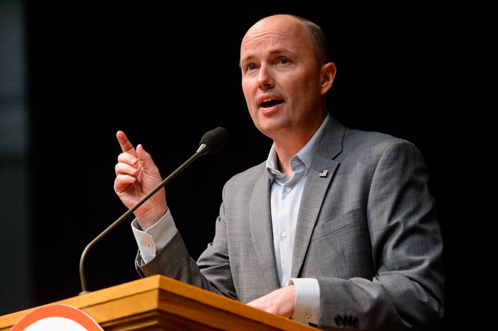(Trent Nelson | Tribune file photo)
Utah Lt. Gov. Spencer Cox at the Utah Republican Party's 2019 Organizing Convention at Utah Valley University in Orem on Saturday May 4, 2019.