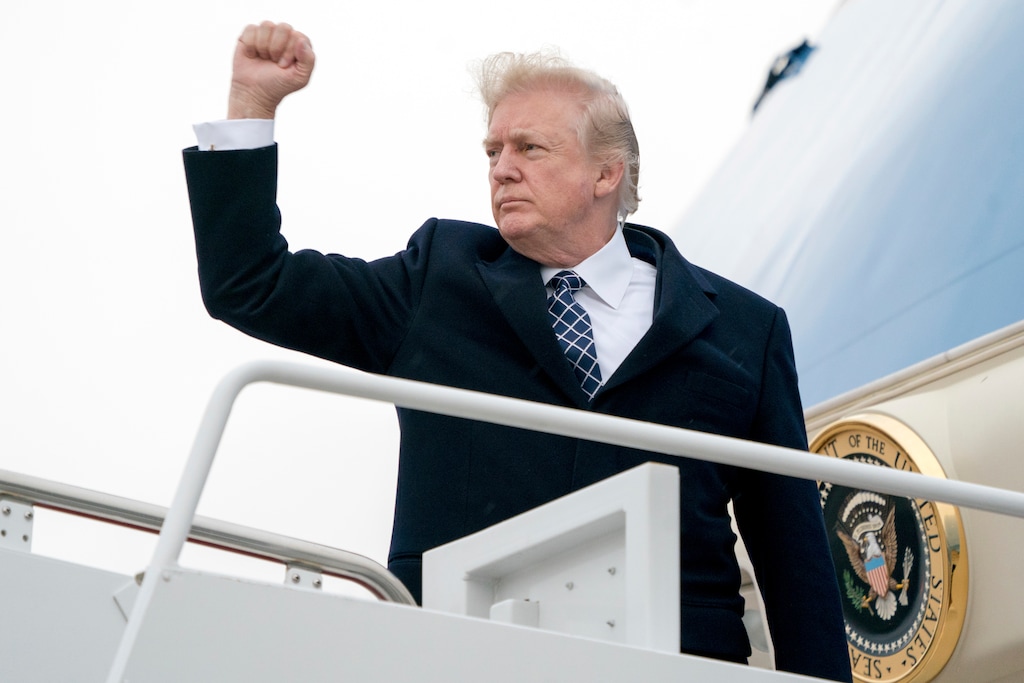(Andrew Harnik | The Associated Press) President Donald Trump gestures as he boards Air Force One at Andrews Air Force Base, Md., Friday, Jan. 12, 2018, to travel to Palm Beach International Airport in West Palm Beach, Fla. An adult-film star was paid $130,000 by a lawyer for Donald Trump in the weeks before the 2016 election to not talk publicly about a sexual relationship with the then-Republican candidate, according to a report in the Wall Street Journal.