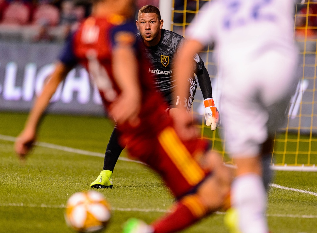 (Trent Nelson  |  The Salt Lake Tribune)  Real Salt Lake goalkeeper Nick Rimando (18) as Real Salt Lake hosts the San Jose Earthquakes, MLS soccer at Rio Tinto Stadium in Sandy on Wednesday Sept. 11, 2019.