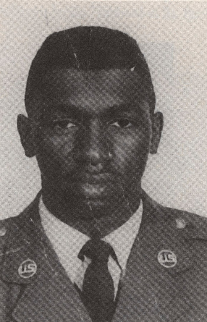 France Davis in uniform for basic training at Lackland Air Force Base, Texas