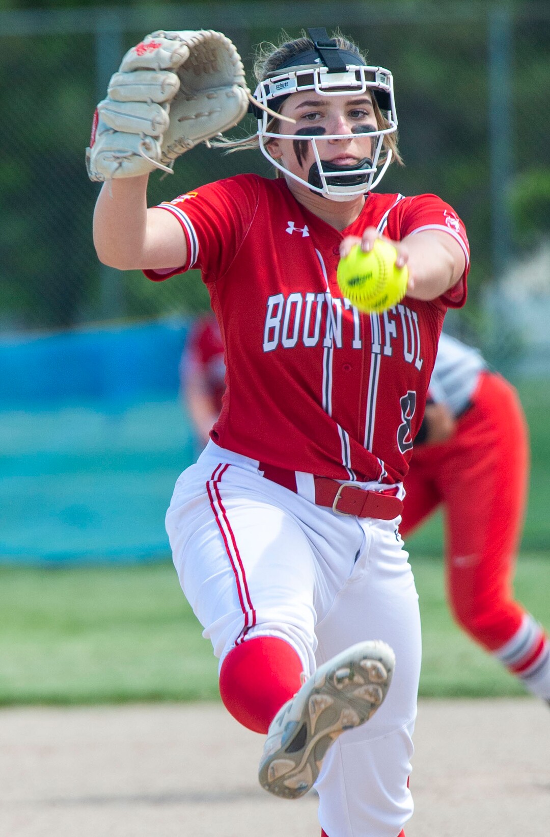 (Rick Egan  |  The Salt Lake Tribune)     Annie Salazar pitches for Bountiful High in the 5A State Championship action between Bountiful and West High, in Taylorsville, Thursday May 30, 2019
