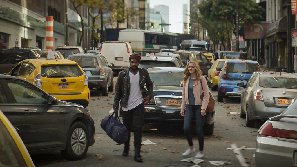(Photo courtesy of CBS) Jovan Adepo as Larry Underwood and Heather Graham as Rita Blakemoor in “The Stand.”