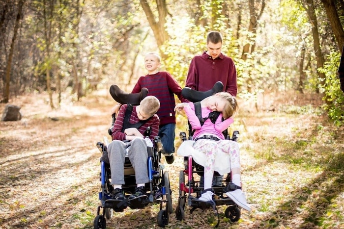 (Courtesy of the Chappell family)  Samuel, back left, with Christopher, James and Elizabeth Chappell in October 2016.