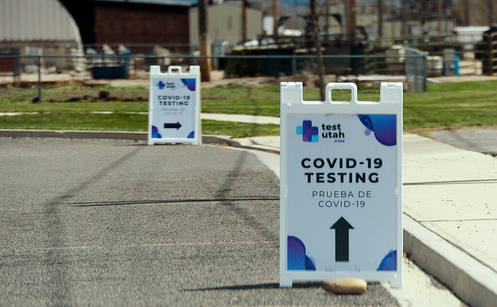 (Francisco Kjolseth | The Salt Lake Tribune) Testing for COVID-19 is performed at the Wasatch County Event Center in Heber City on Wednesday, April 22, 2020, under one of the TestUtah.com contracts the state has with Nomi Health.