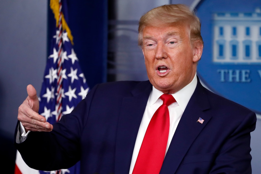 (Alex Brandon | AP photo) President Donald Trump speaks about the coronavirus in the James Brady Press Briefing Room of the White House, Friday, April 3, 2020, in Washington.