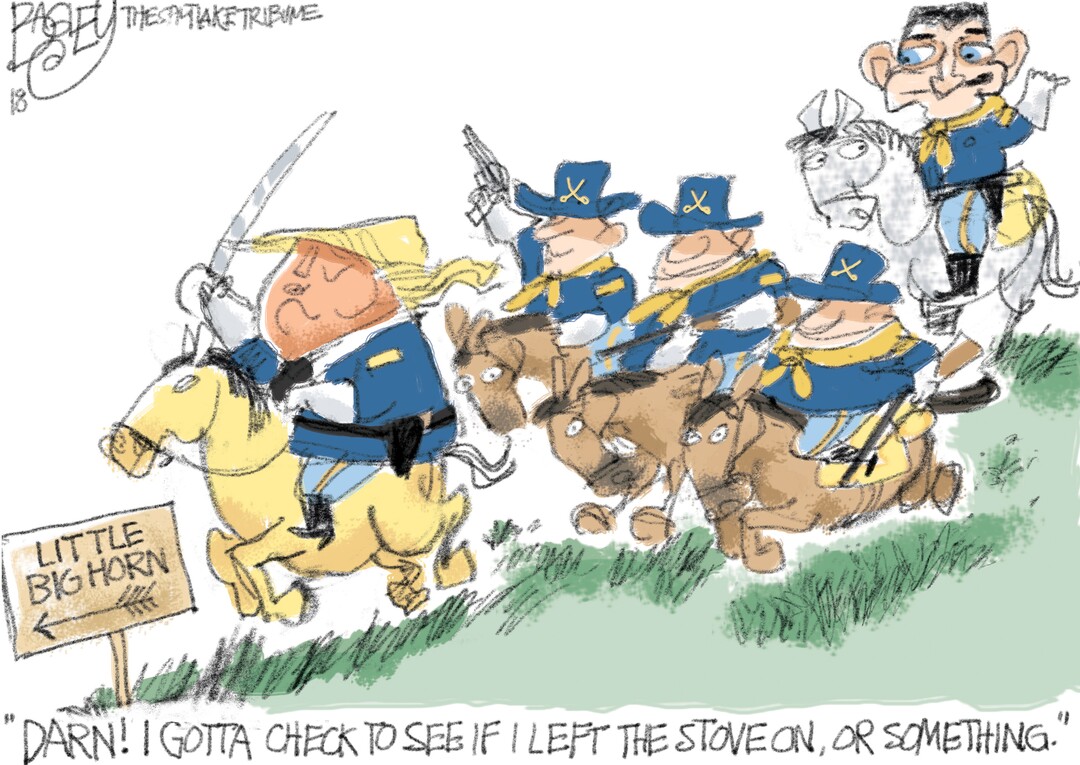 This Pat Bagley cartoon appears in The Salt Lake Tribune on Friday, April 13, 2018.