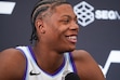 (Chris Samuels | The Salt Lake Tribune) Utah Jazz forward Ace Bailey speaks during media day in Salt Lake City, Monday, Sept. 28, 2026.