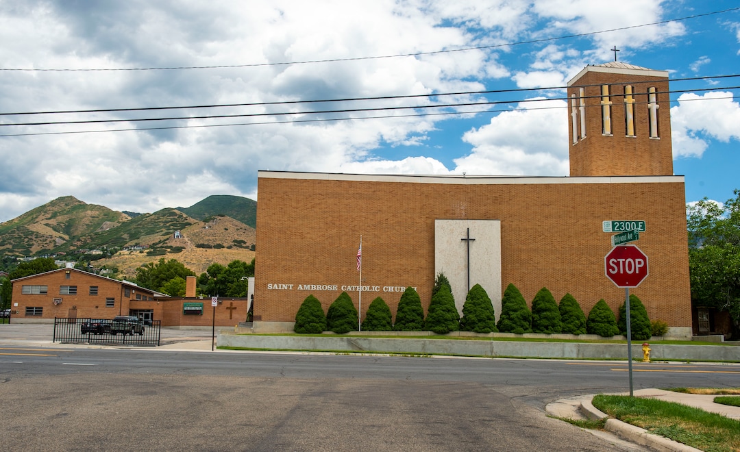 (Rick Egan  |  The Salt Lake Tribune)     St. Ambrose Church and J.E. Cosgriff Memorial Catholic School, Monday, July 29, 2019.
