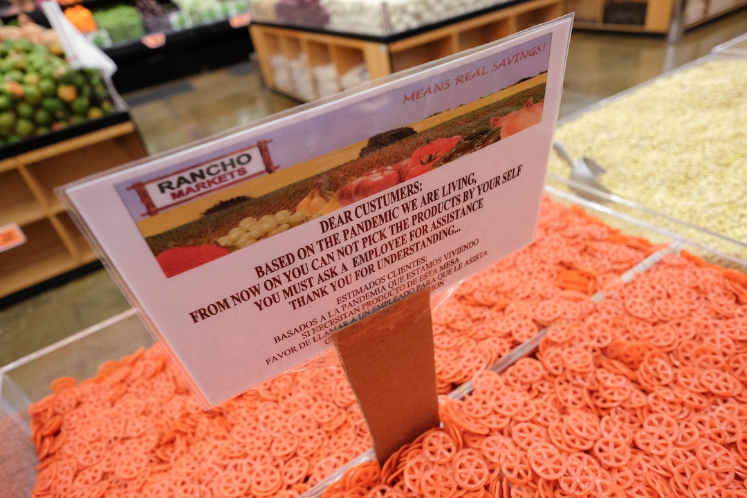 (Francisco Kjolseth  |  The Salt Lake Tribune) Rancho Markets has implemented numerous safety precautions at their stores to navigate the coronavirus pandemic as people shop at the 140 N. 900 West location in Salt Lake City on Friday, August 14, 2020.