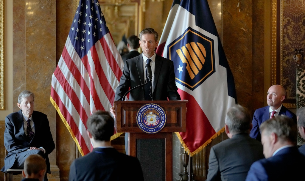 (Francisco Kjolseth | The Salt Lake Tribune) John Nielsen, after being nominated to the Utah Supreme Court, makes a few remarks at the Utah Capitol on Tuesday, October. 14, 2025.